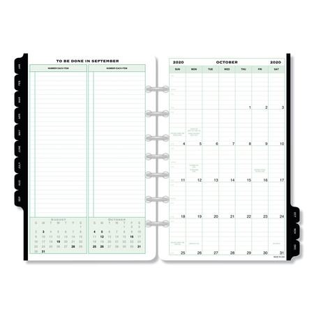 Day-Timer Original Two-Page-Per-Day Refill, 8 1/2 x 5 1/2, White/Green, 2020 92010